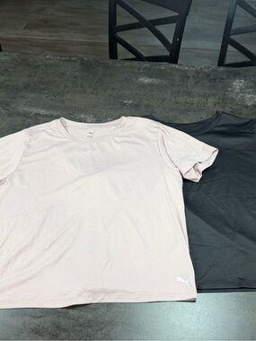 Puma Short Sleeve Crew Tee in Light Pink and Black